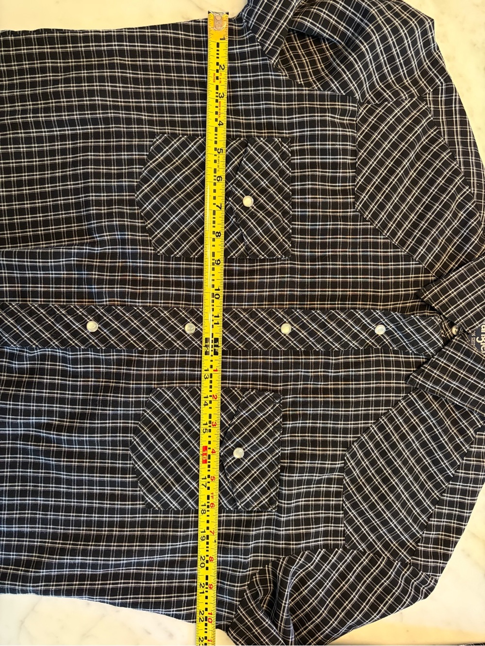 Wrangler Men’s Black and White Plaid Western Snap-Front Shirt - Picture 5 of 5